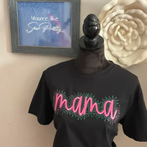 Rhinestone Embroidery- MAMA Tee