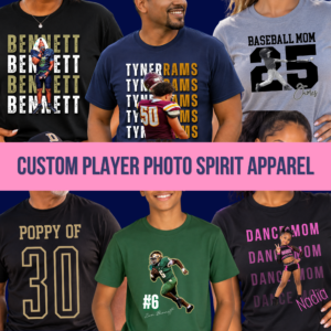 Custom Player Photo Spirit Tee or Sweatshirt
